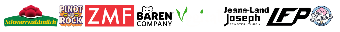Logos verschiedener Unternehmen und Marken die mit Social Media Betreut werden